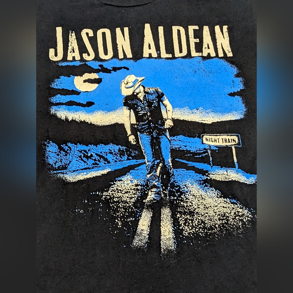 Jason Aldean 07 2014  Night Train Concert Tee with Tour Locations on Back Small